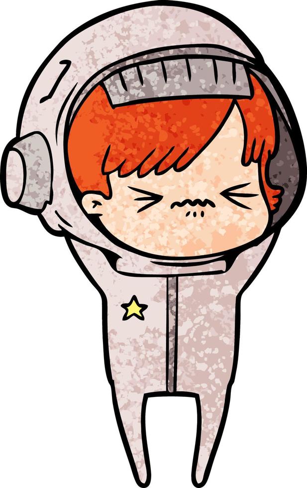 angry cartoon space girl vector
