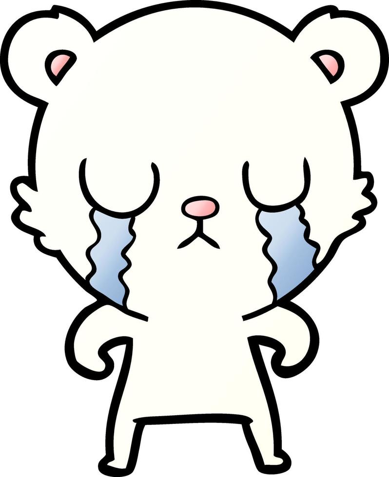 sad little polar bear cartoon vector