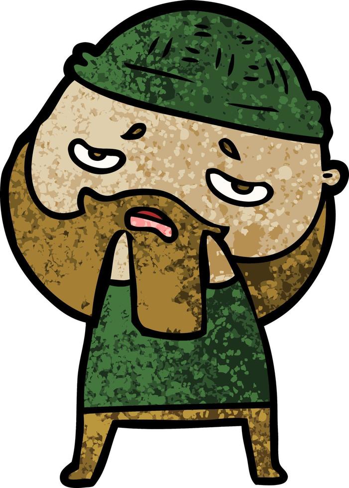cartoon worried man with beard vector