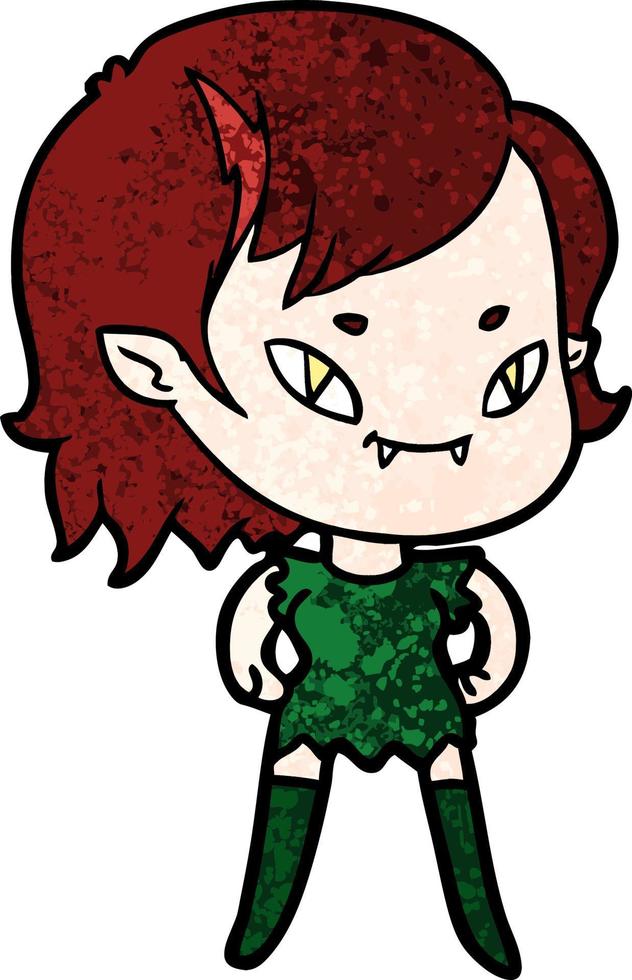 chica vampiro amigable de dibujos animados vector