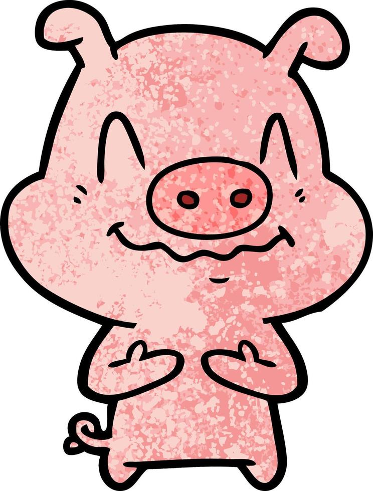 nervous cartoon pig vector