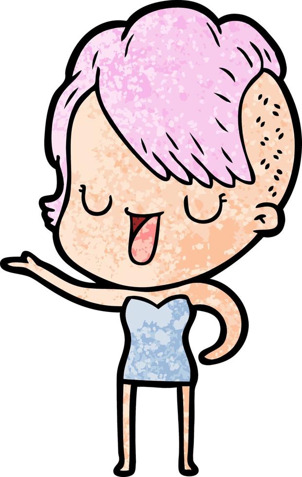 cute cartoon girl with hipster haircut vector