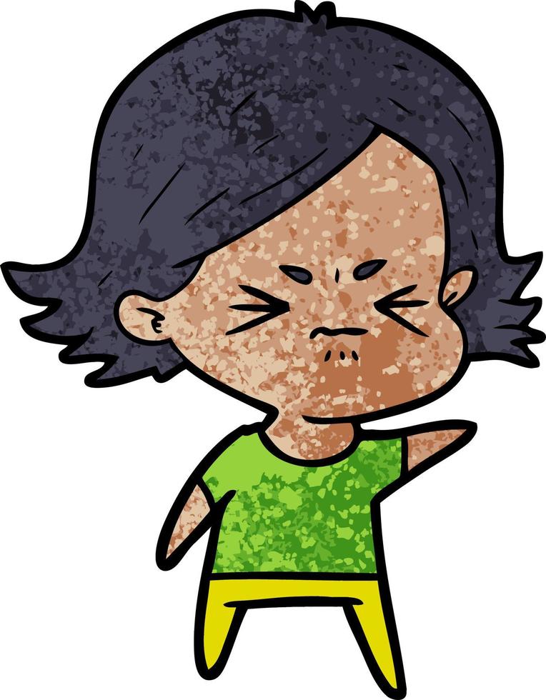 cartoon angry girl vector