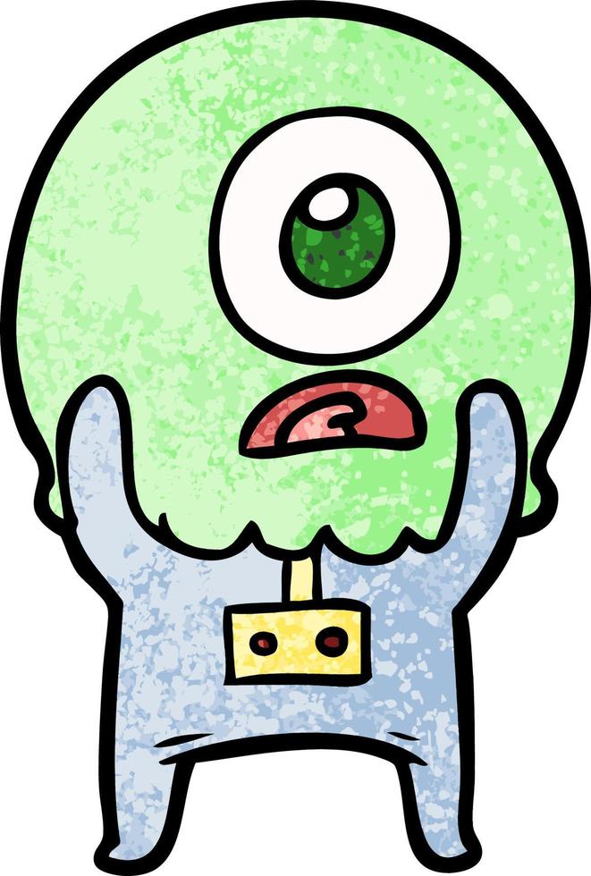 cartoon cyclops alien spaceman vector