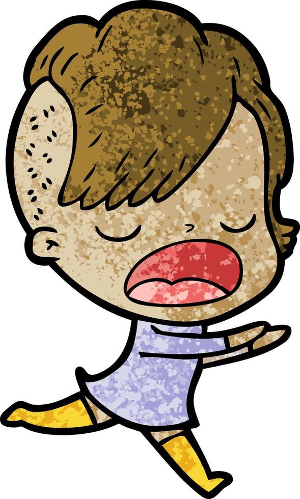 cartoon cool hipster girl talking vector