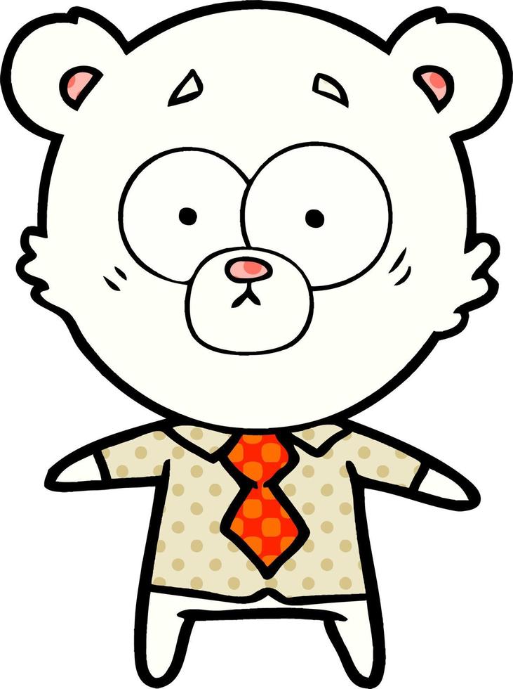 oso polar en dibujos animados de camisa y corbata vector