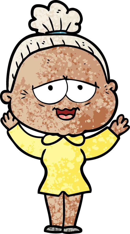 cartoon happy old lady vector