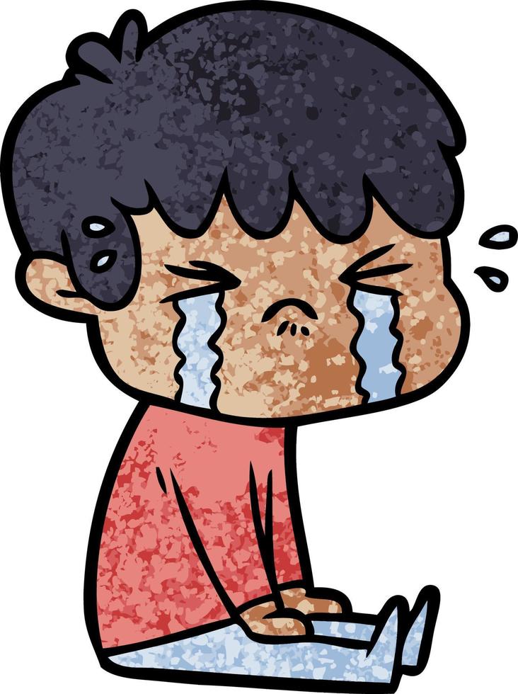 cartoon boy crying vector