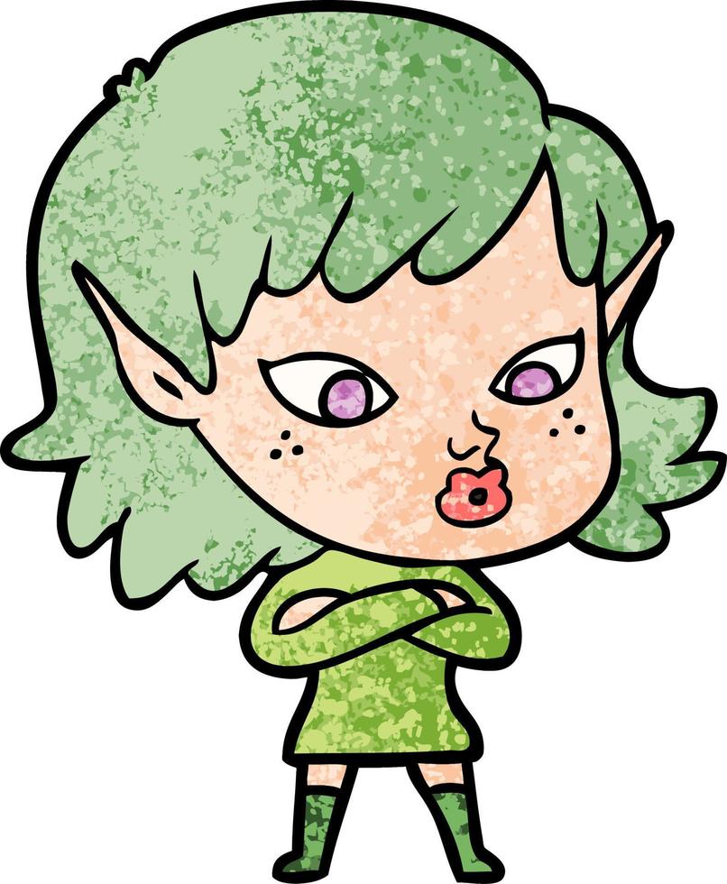 pretty cartoon elf girl vector