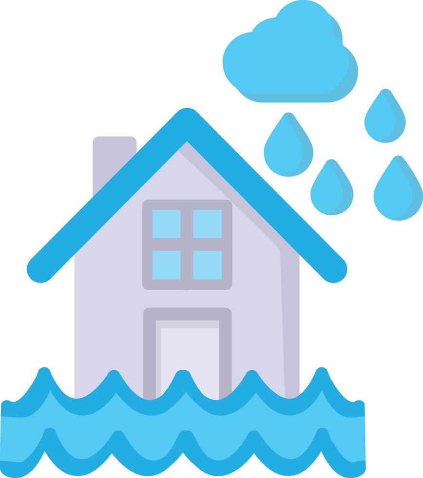 Flooded House Flat Icon vector