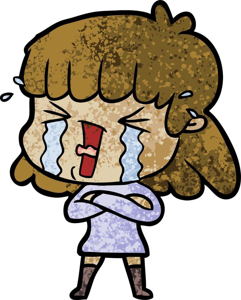 cartoon woman in tears vector