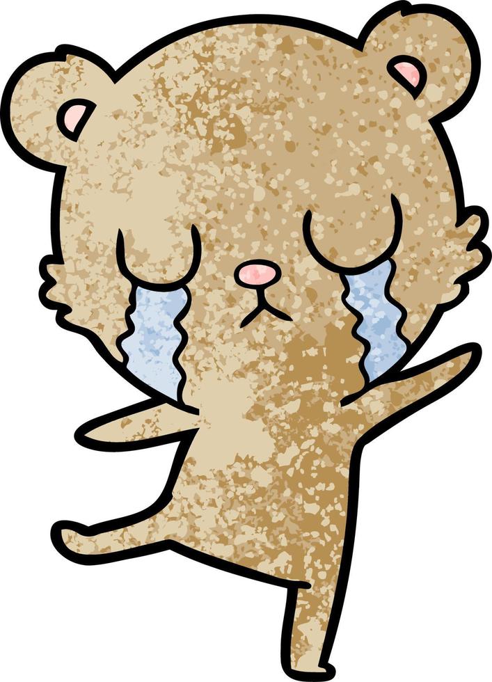 crying cartoon bear doing a sad dance vector