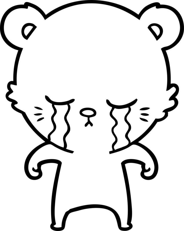 crying cartoon bear vector