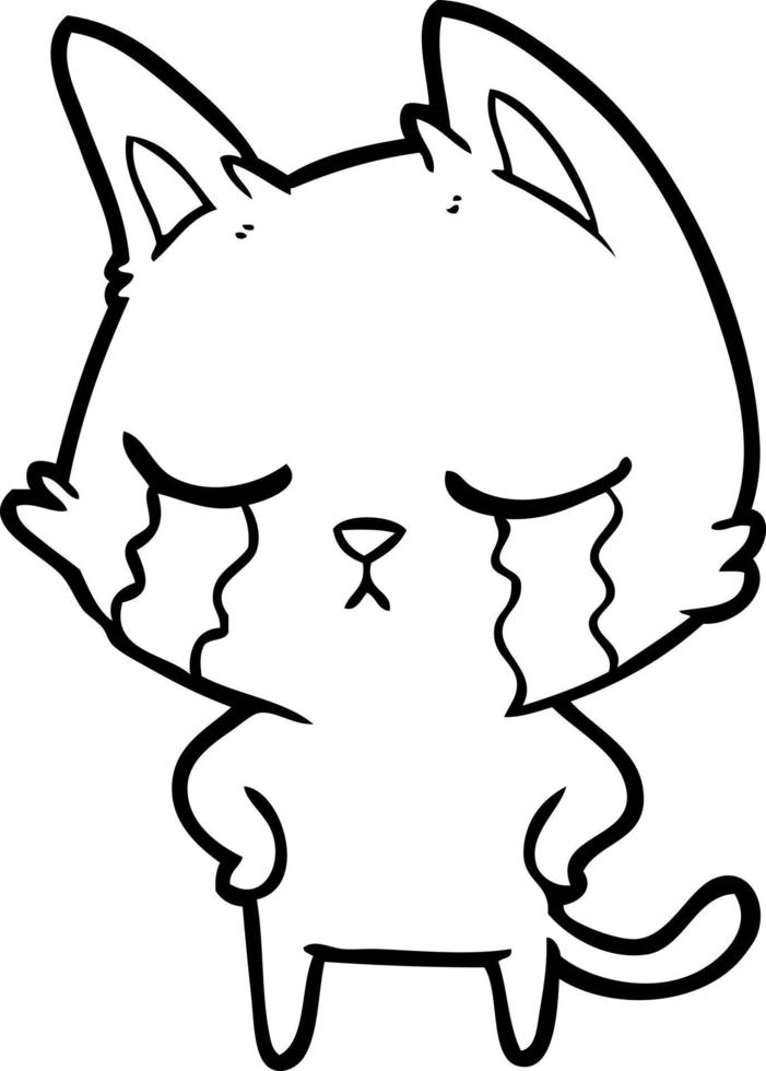 crying cartoon cat vector