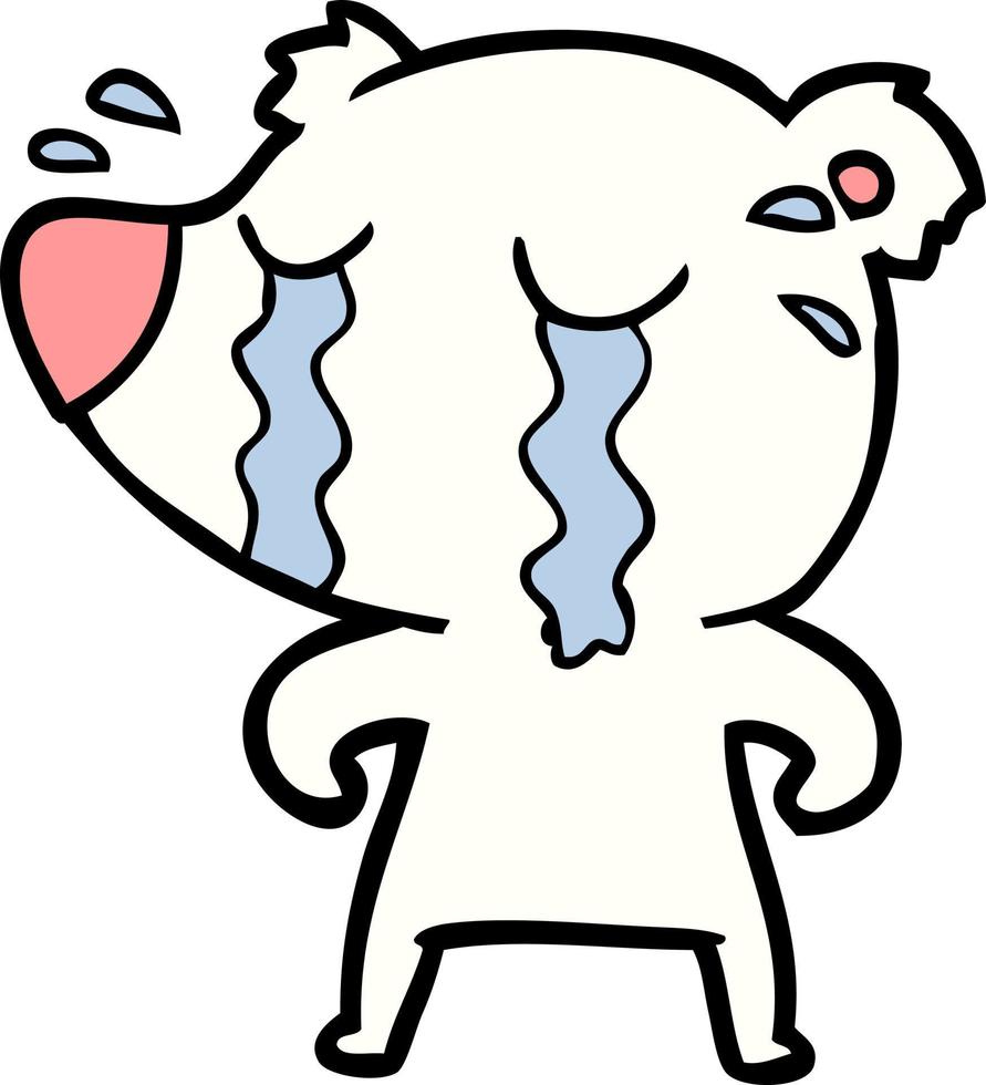 sad little polar bear cartoon vector