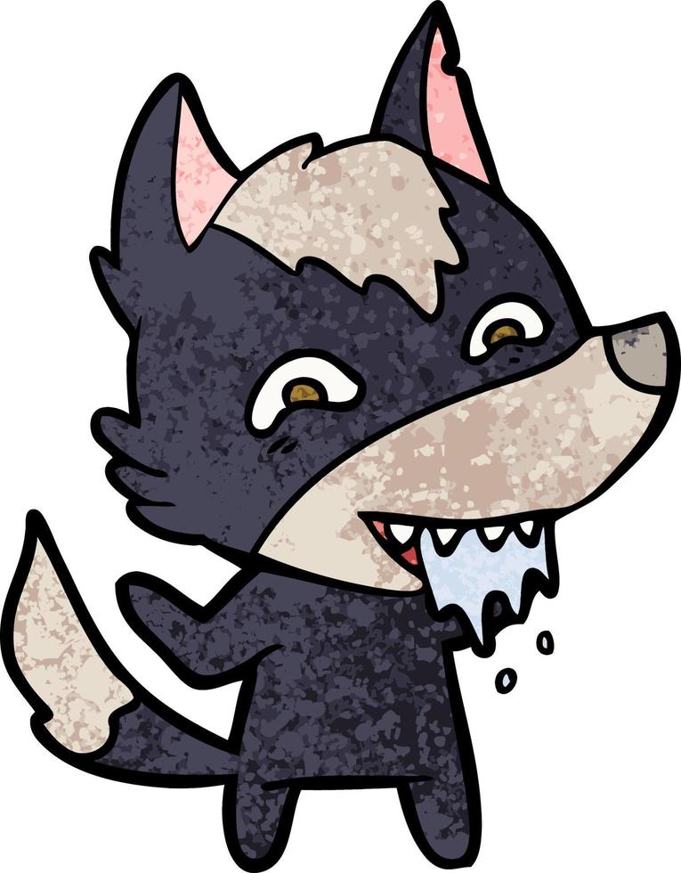 cartoon hungry wolf vector