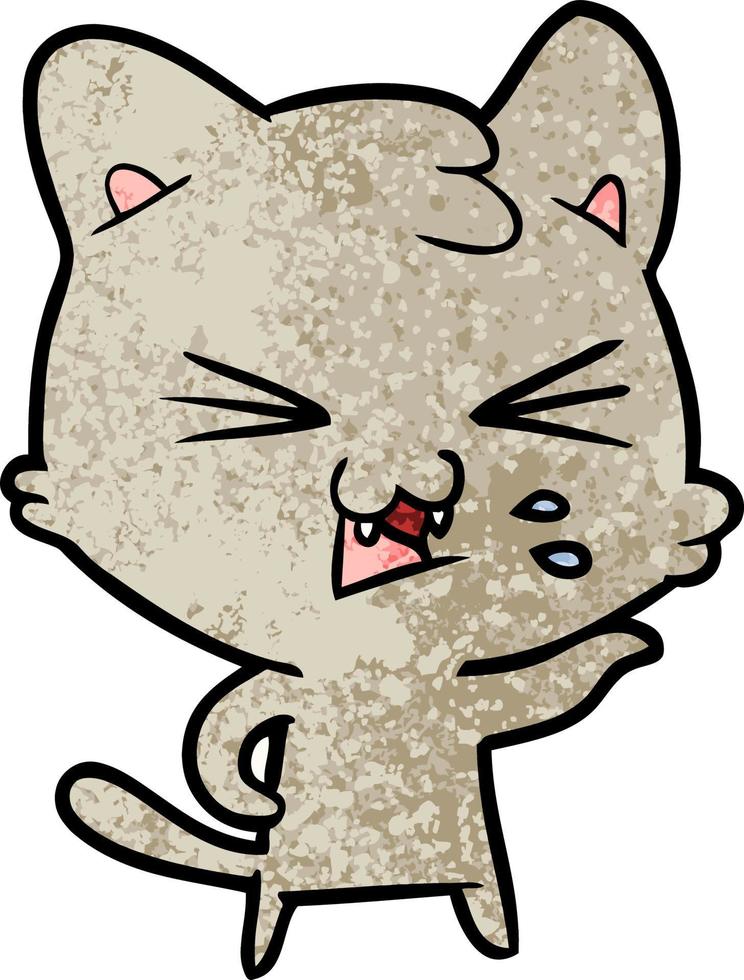 cartoon cat hissing vector