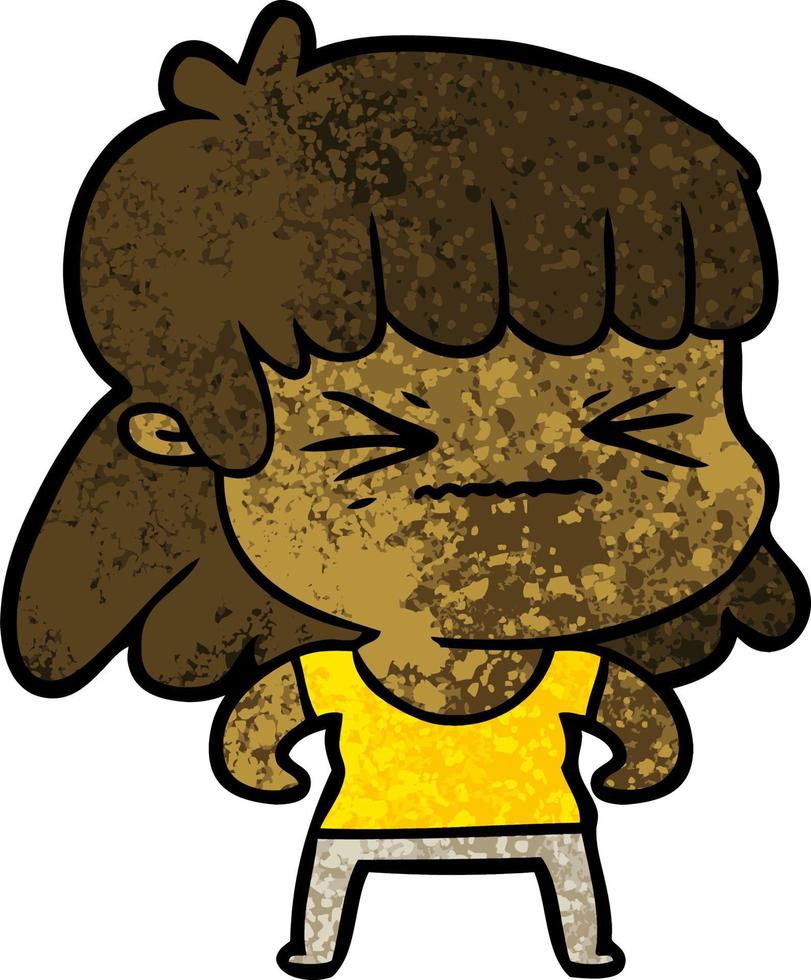 cartoon angry girl vector