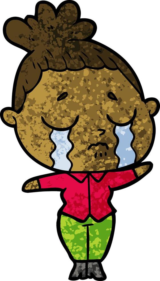 cartoon crying woman vector