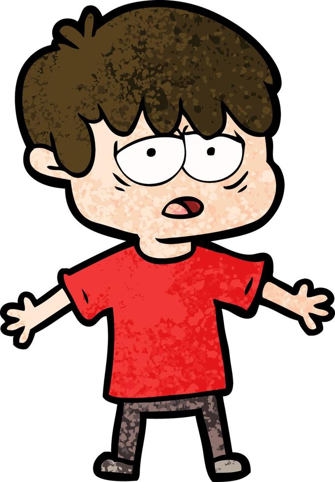cartoon exhausted boy vector