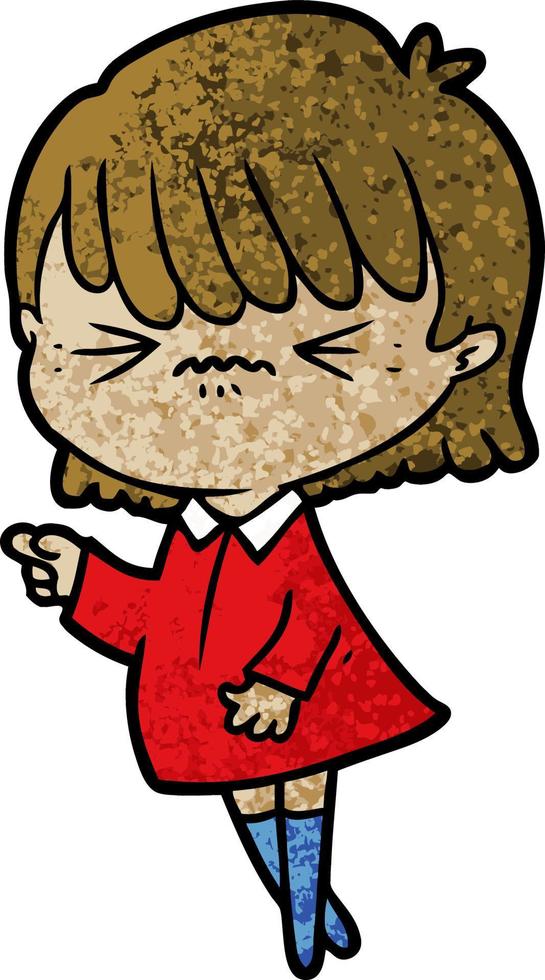 annoyed cartoon girl making accusation vector