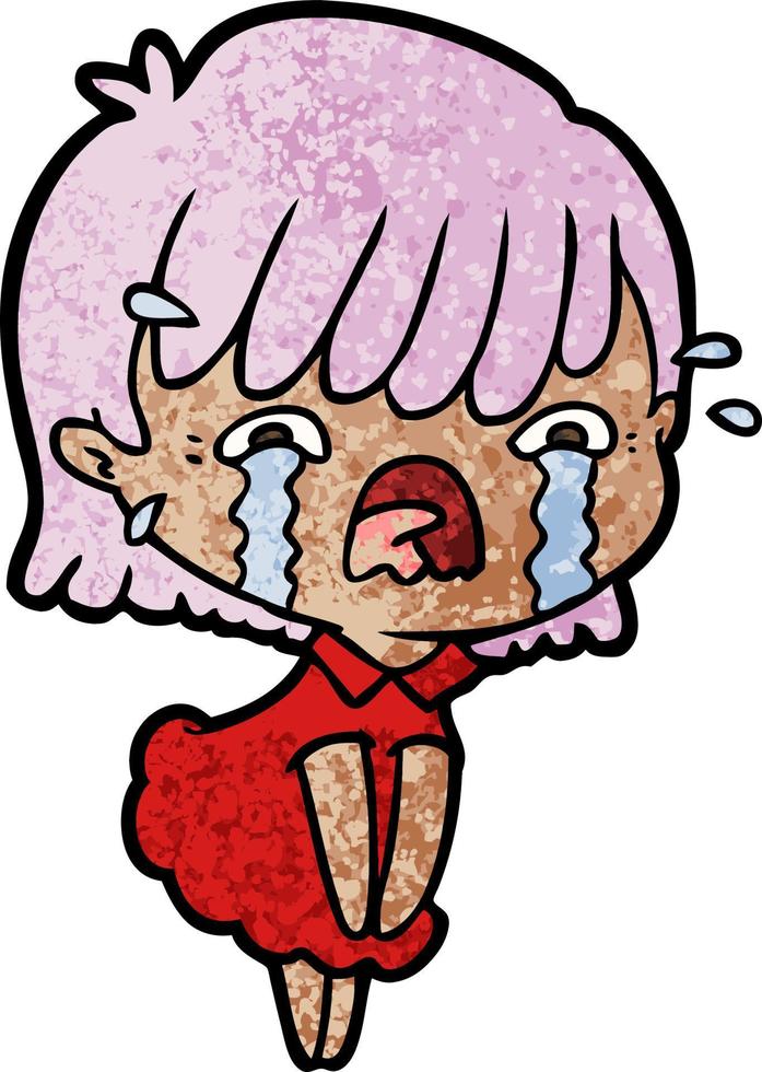 cartoon girl crying vector