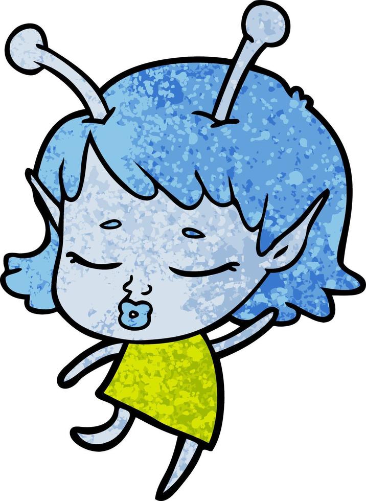 cute alien girl cartoon vector