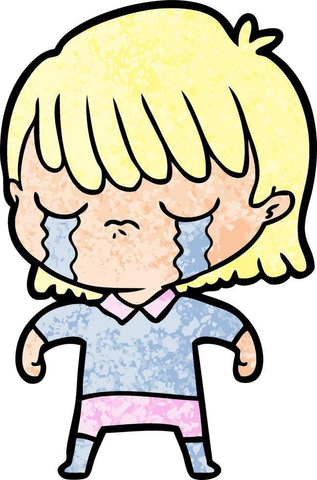 cartoon woman crying vector