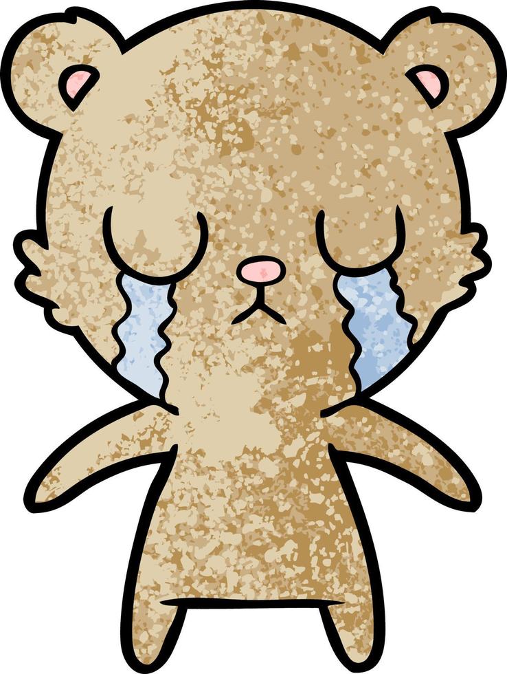 crying cartoon bear vector