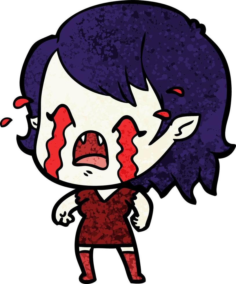 cartoon crying vampire girl vector