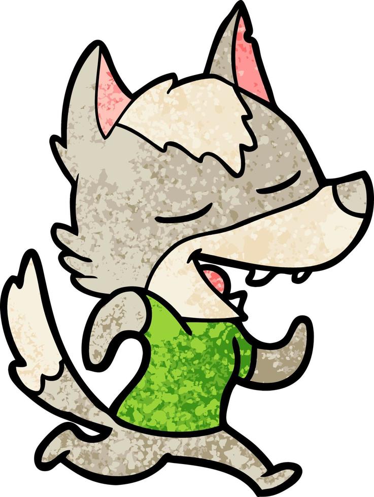 cartoon running wolf laughing vector