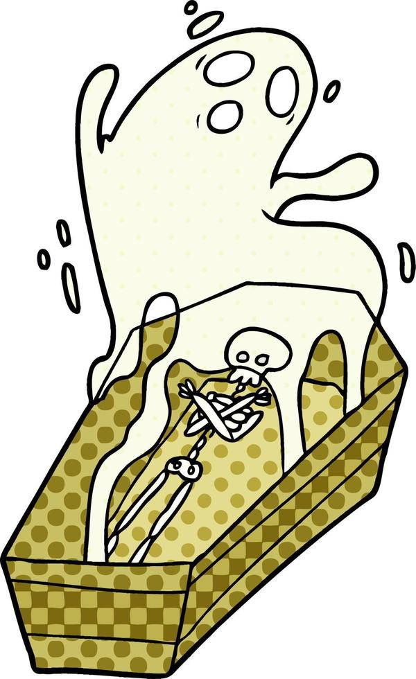 cartoon ghost and coffin vector