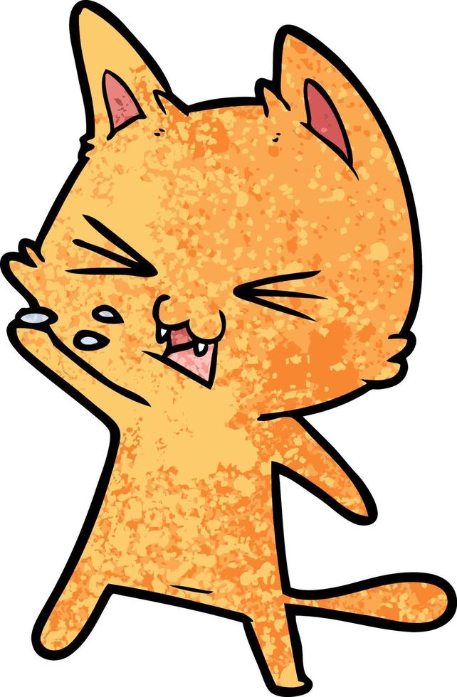 cartoon cat hissing vector