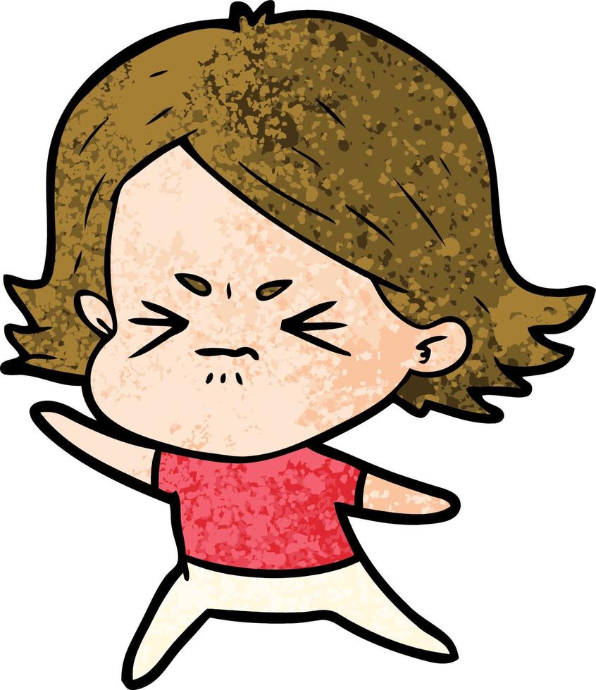 cartoon angry girl vector