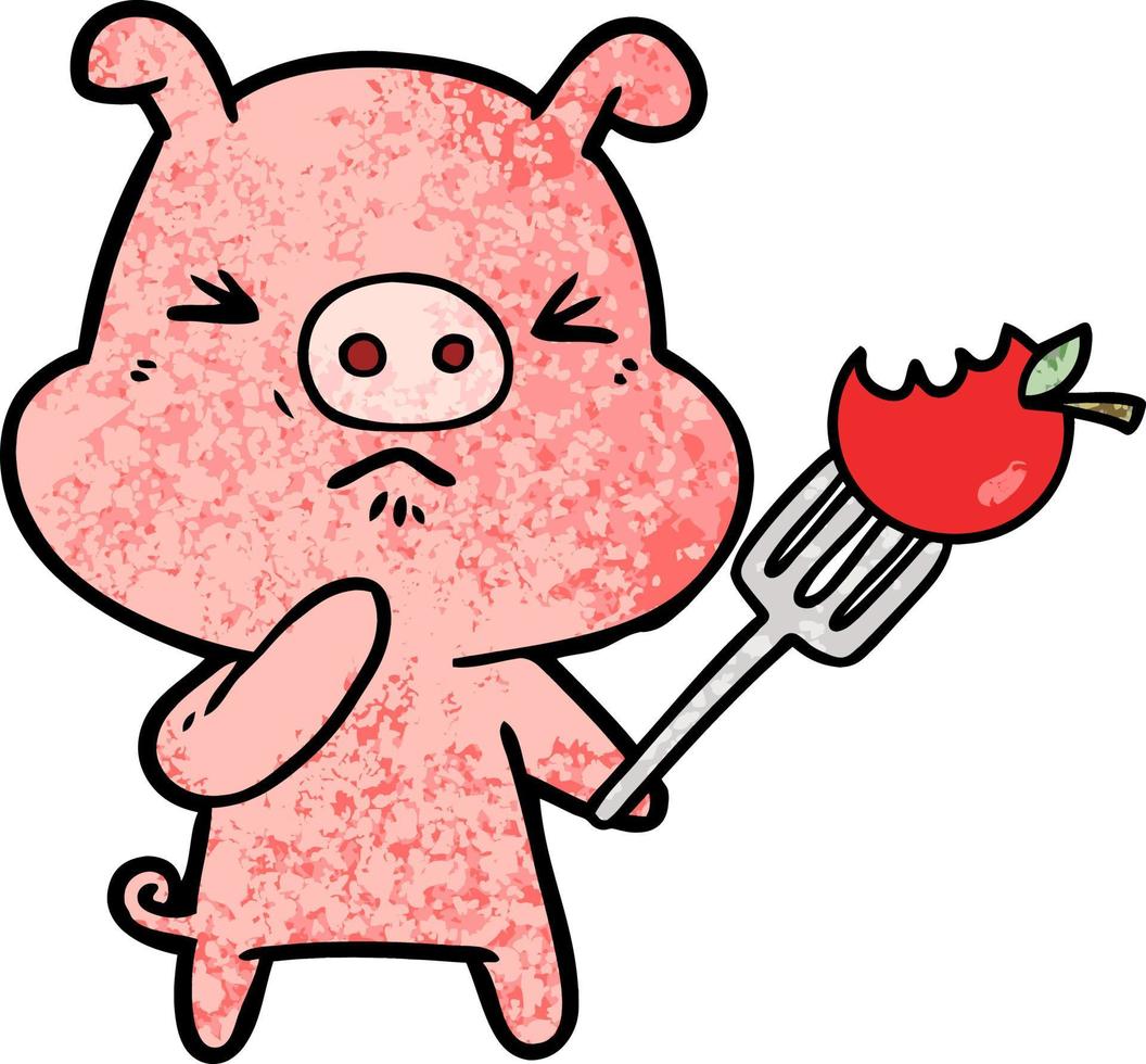 cartoon angry pig vector