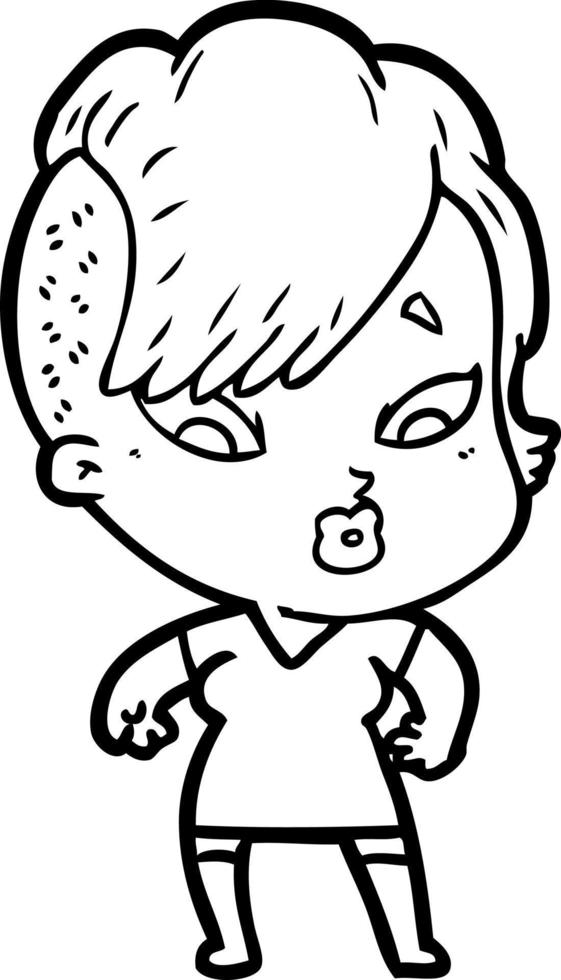 cartoon surprised girl vector