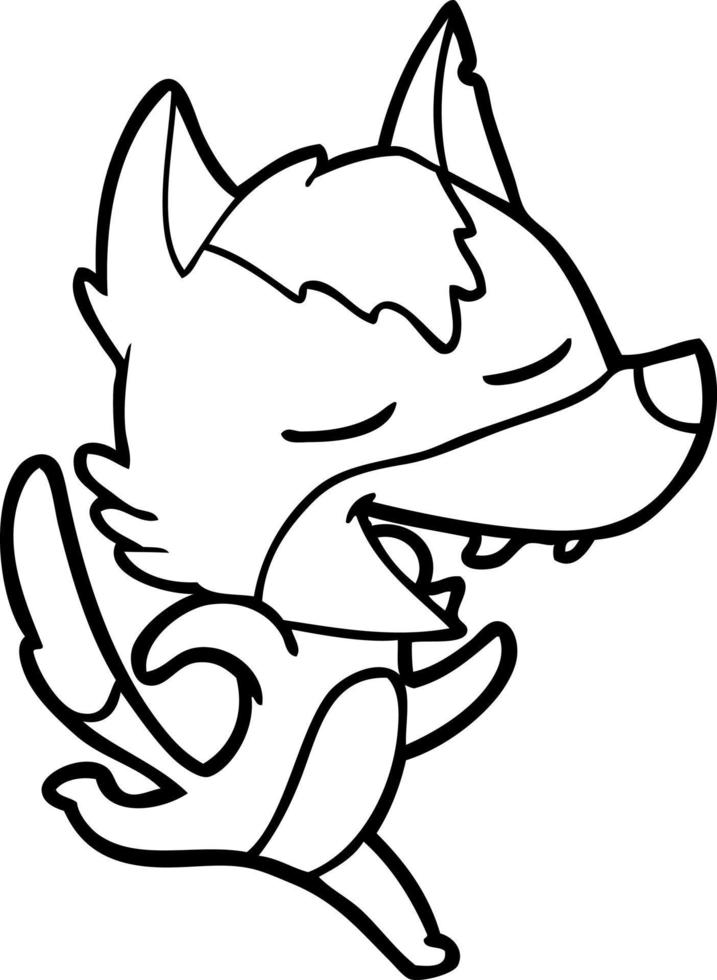 cartoon running wolf laughing vector