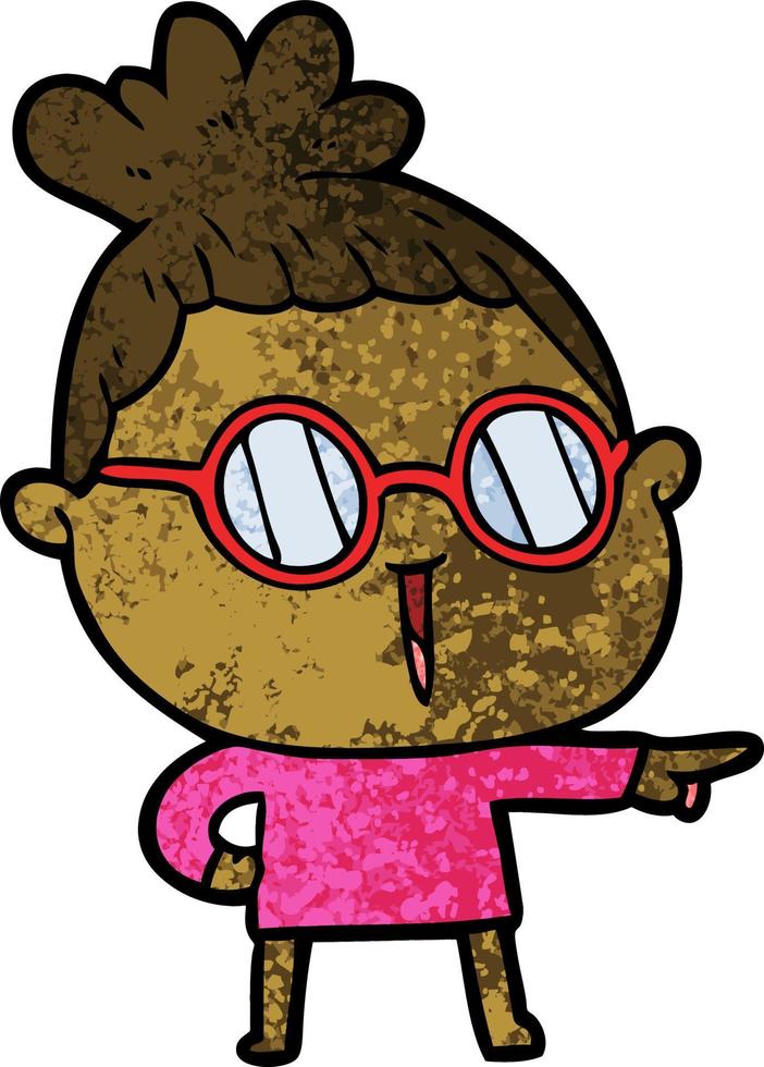 cartoon woman wearing spectacles vector