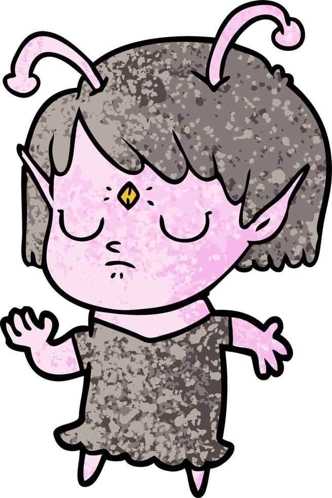 cartoon alien girl vector