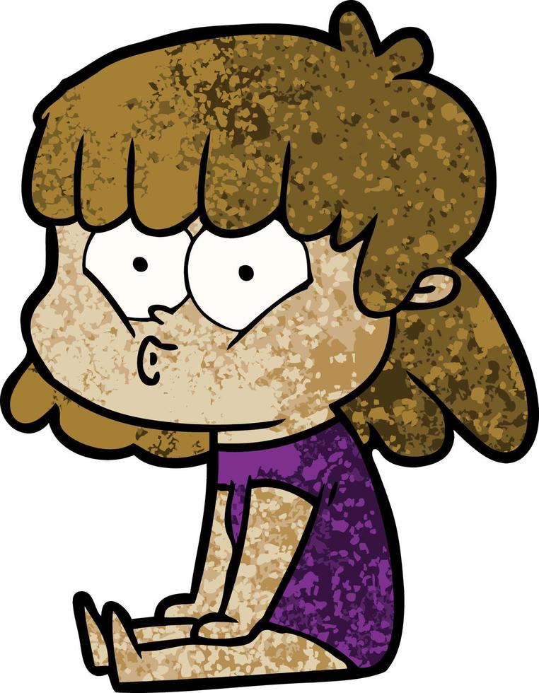 niña silbando de dibujos animados vector