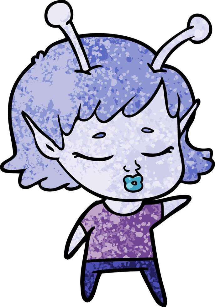 cute alien girl cartoon vector
