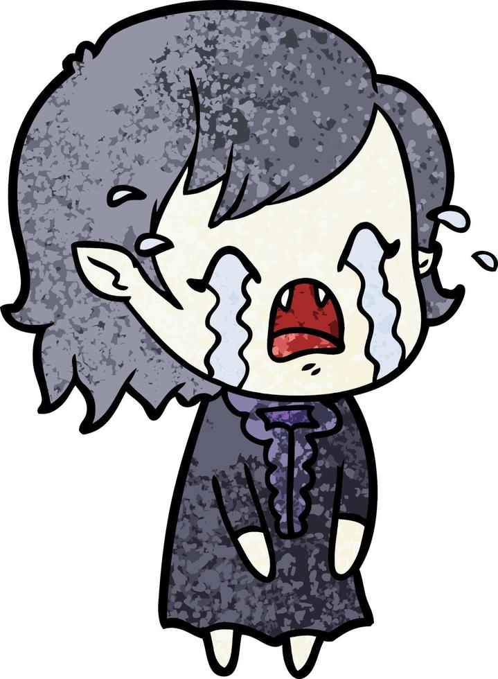 cartoon crying vampire girl vector