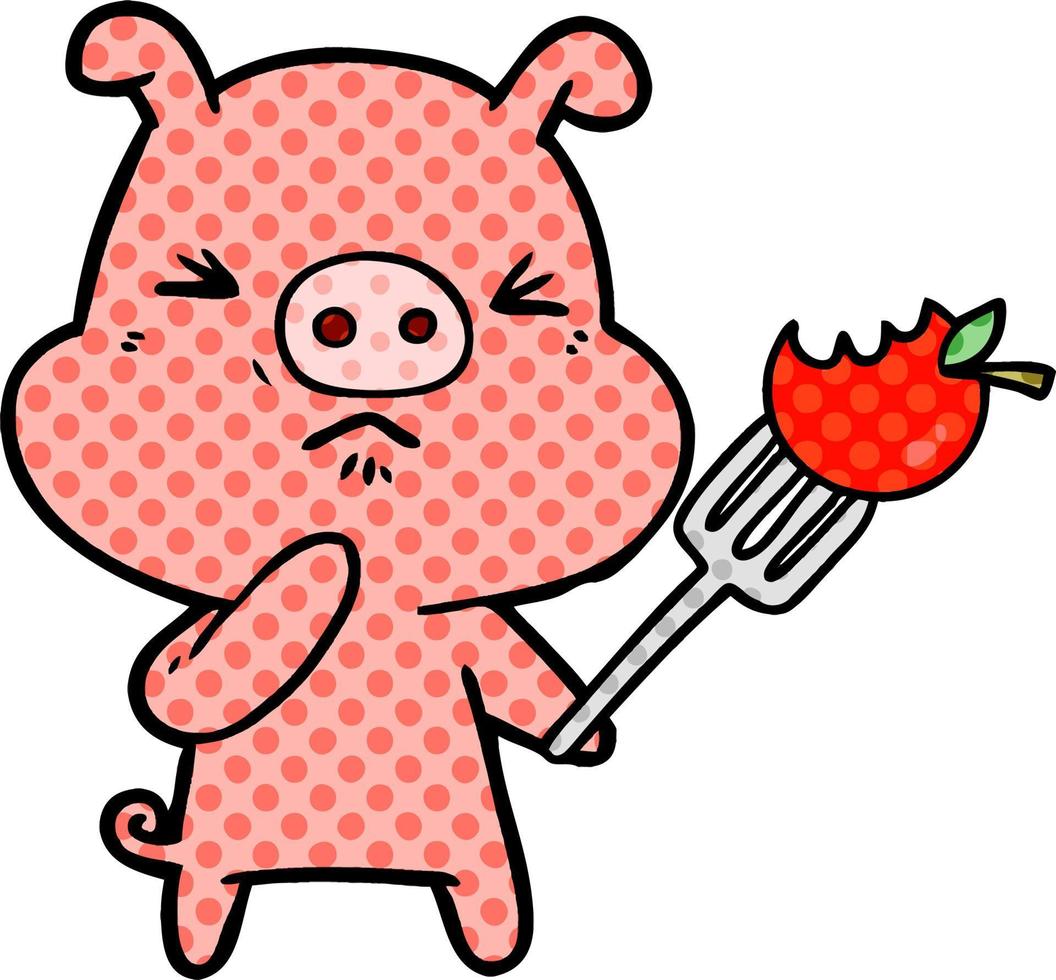 cartoon angry pig vector