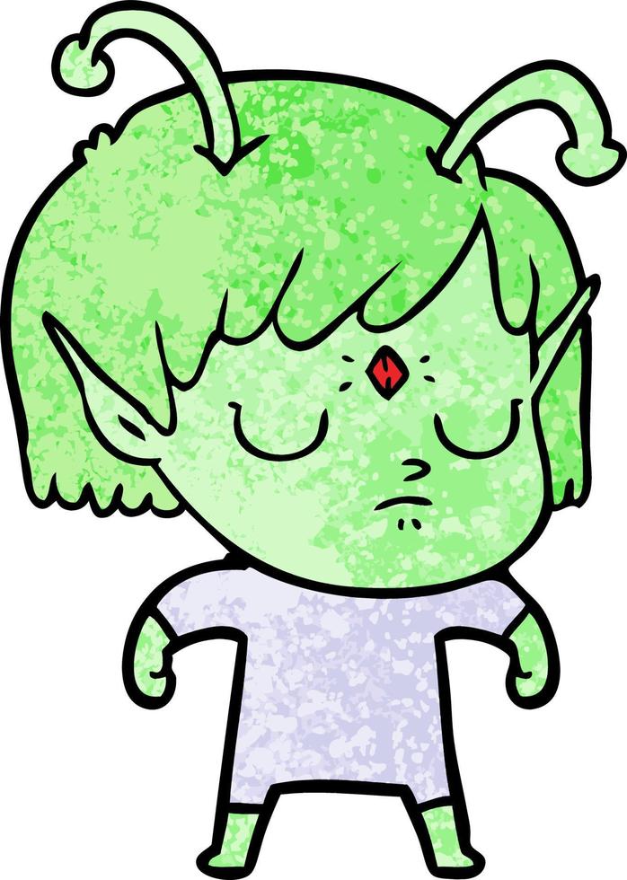 cartoon alien girl vector