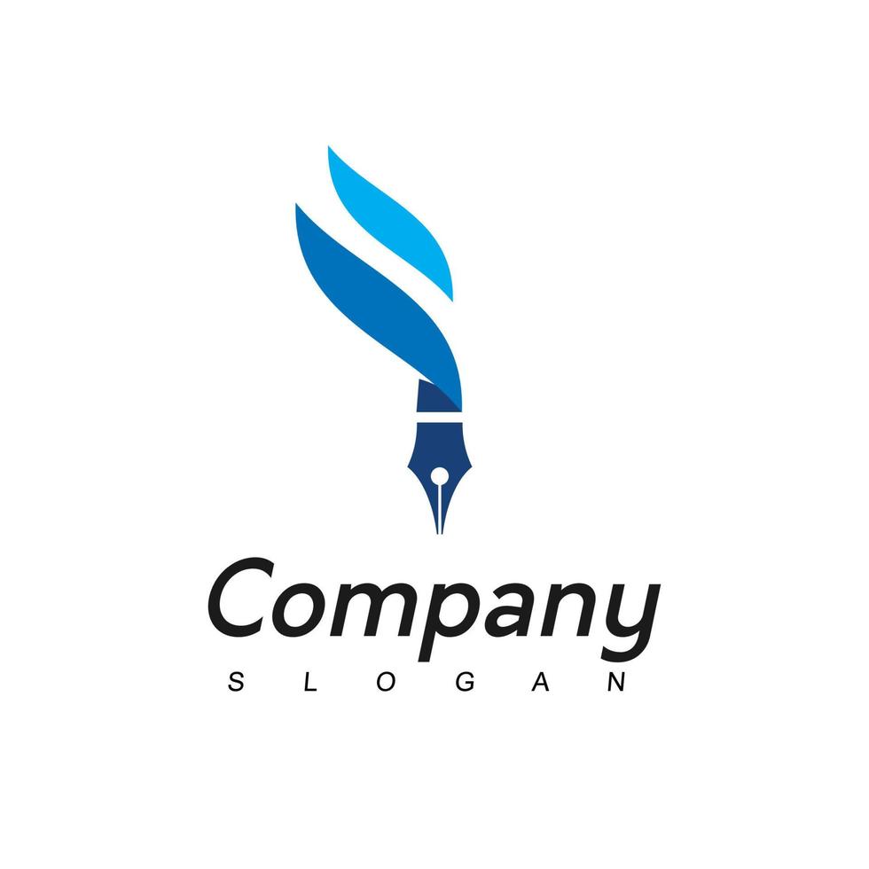 logotipo de la pluma, empresa, educación y símbolo de la empresa del bufete de abogados vector