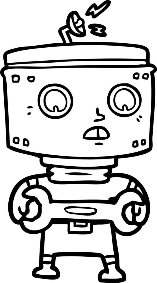 robot de dibujos animados con llave inglesa vector