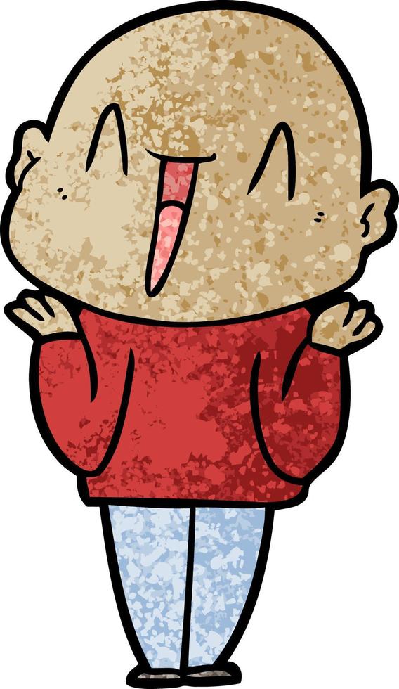 happy cartoon bald man vector