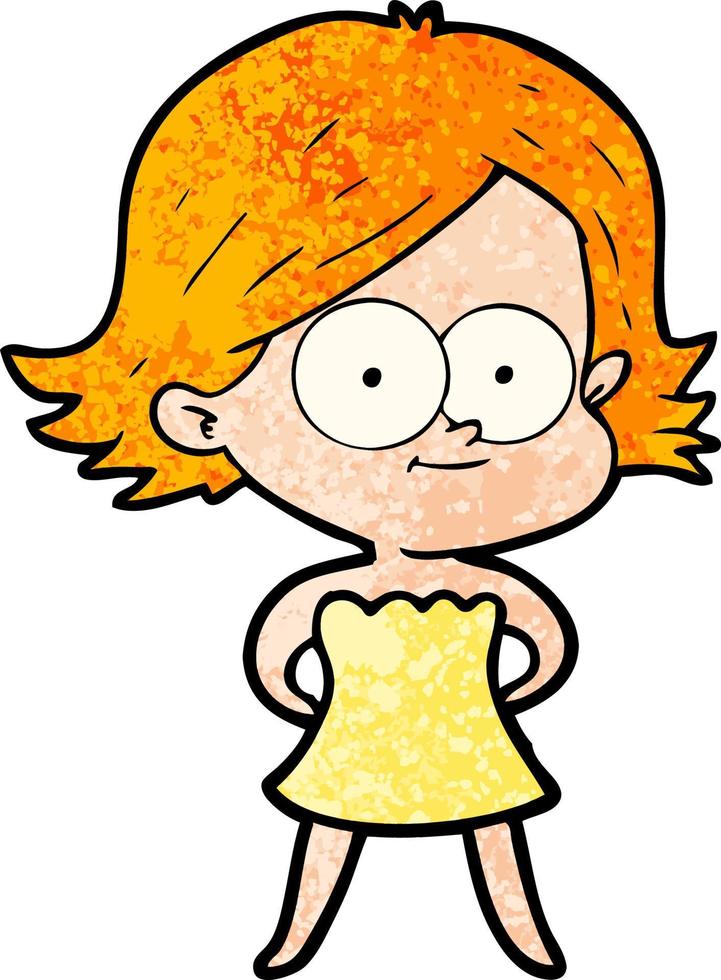 happy cartoon girl vector