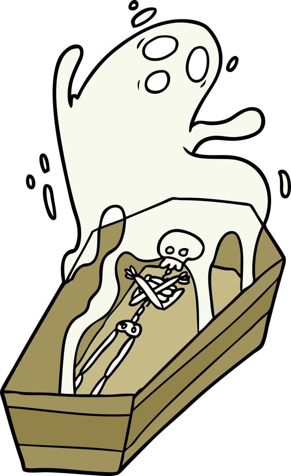 cartoon ghost and coffin vector