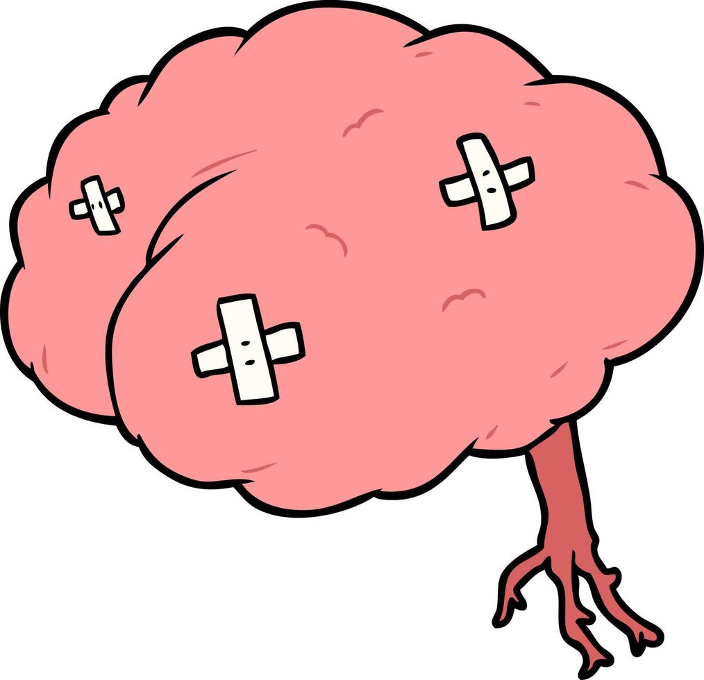 cerebro lesionado de dibujos animados vector